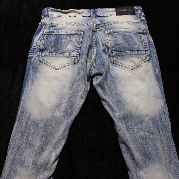 FWRD Denim Men’s Wild Distressed Jeans w/ Green Racing Stripes Sz 32 - Picture 8 of 8